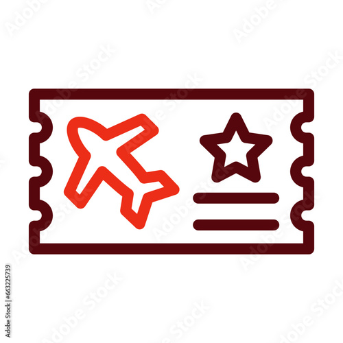Airline Ticket Thick Line Two Colors Icon Design