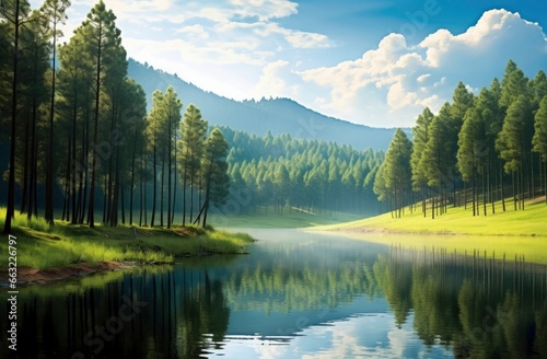 Beatiful nature lake and forest. © MKhalid