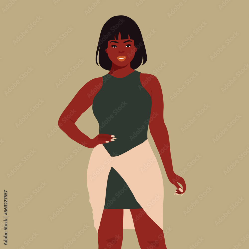 Modern black woman in elegant art style vector Modern black woman in elegant art style vector