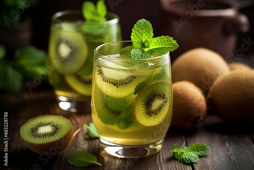 Kiwi mint drink.AI Generated