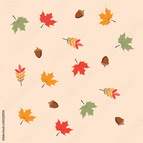 autumn pattern with colorful maple leaves