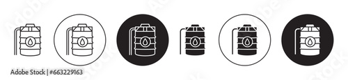 Water tank icon set. water storage reservoir plastic tank vector symbol. watertank line icon in black filled and outlined style. photo