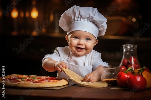 Baby in Pizzeria Outfit photo