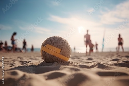 volleyball in the sand. AI Generated photo