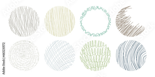 Hand drawn circles, large set. Set of abstract hugge doodles isolated on white background. Vector doodle illustration in pastel colors