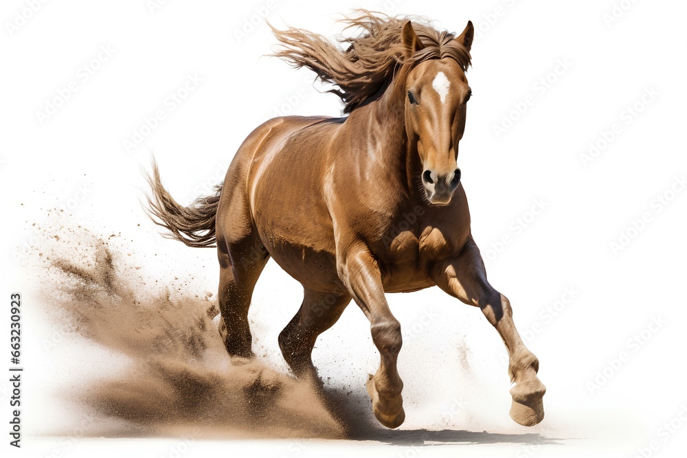 Naklejka premium Rodeo mad horse isolated on a white background. generative AI