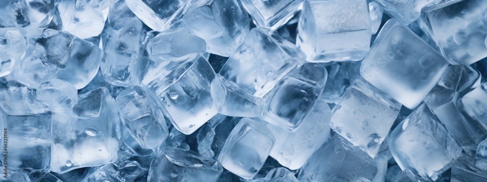 Texture of pieces of ice blue light banner background.