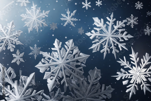 snowflakes on blue background winter graphic © Joanna Redesiuk