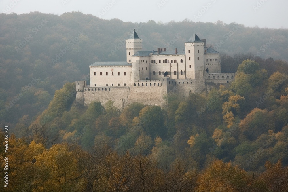 Castle on Slovakia-Hungarian border. Generative AI