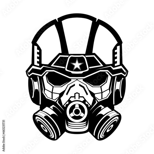 Army Mask vector logo black and white design template illustration