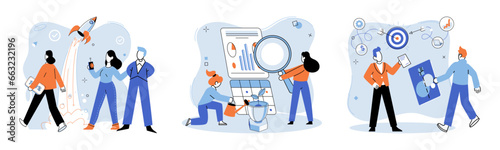 Successful project launch. Vector illustration. A project launch, kickoff of thrilling journey towards innovation A successful business, monument to perseverance and strategic thinking Project launch