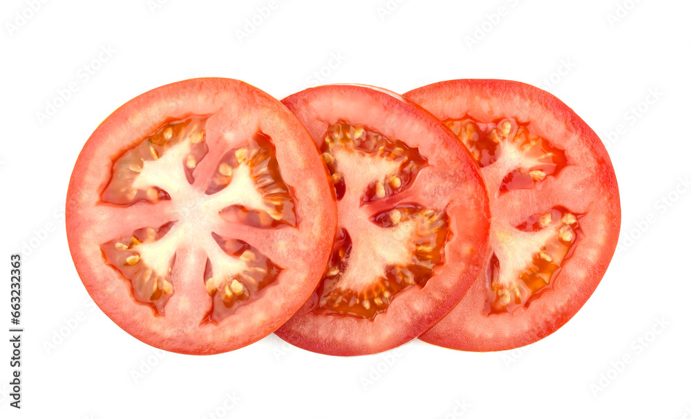 Slices of tomato isolated on white background Slices of tomato isolated on white background