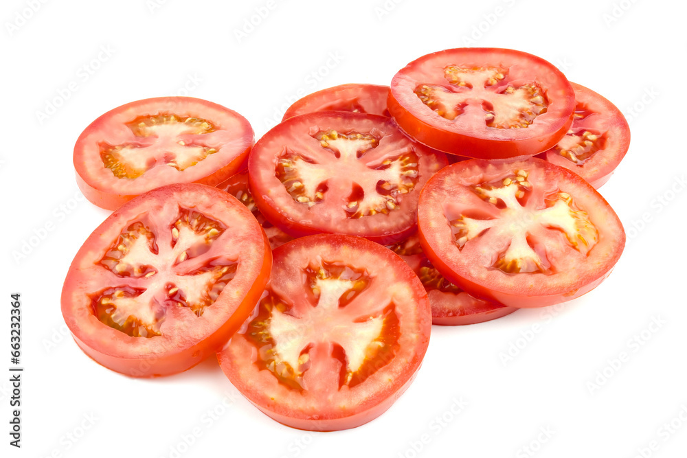 Slices of tomato isolated on white background Slices of tomato isolated on white background
