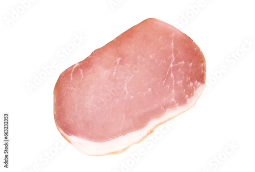 Sliced ham on white background