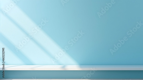 Minimal Light Blue Wall background with sunshades - Suitable for Product Presentation Backdrop, Display, and Mock up - Ai photo