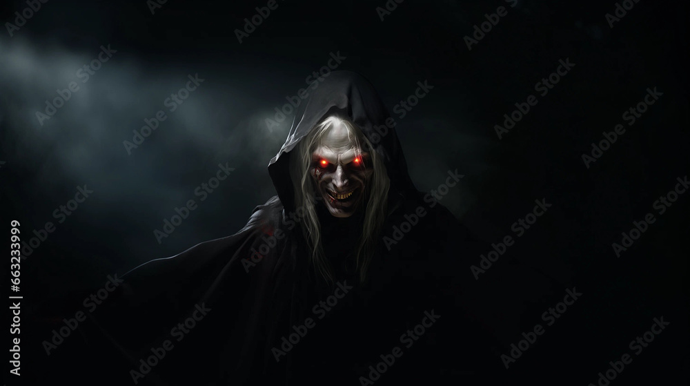 An Artistic Backdrop of a Vampire with Glowing Red Eyes An Artistic Backdrop of a Vampire with Glowing Red Eyes