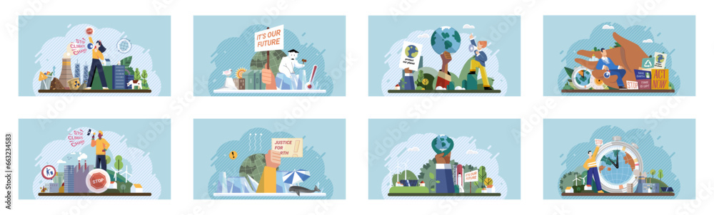 Climate change. Save the planet. Vector illustration Environmental protection is paramount in face escalating global warming Climate change demands immediate action to protect earth for future