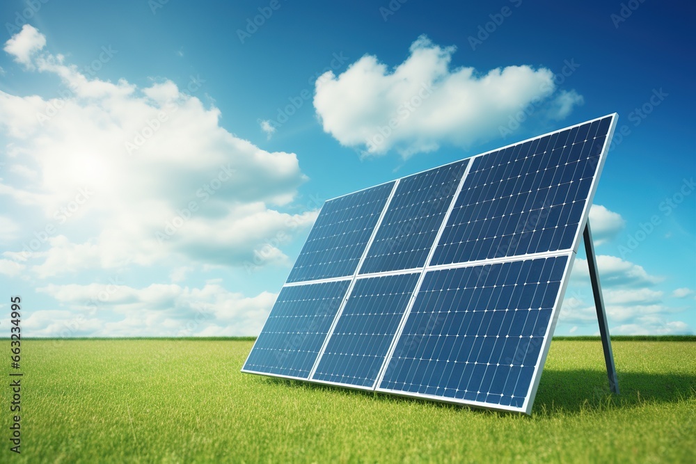 solar panels on a green field