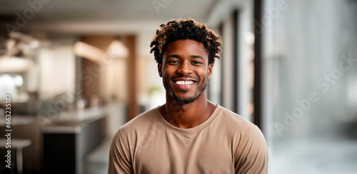 Young model man smiling looking at the camera. Male for advertising, ad, ads, advert. Dental, beauty, skincare, wellness, homewear, healthy, gym, hairdresser, home, student. Isolated, light background