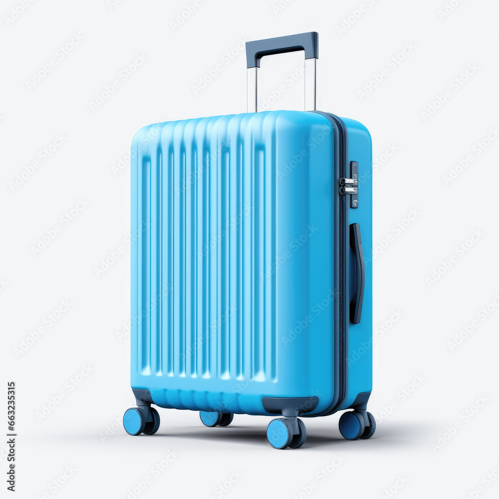 Elegant Light Blue Suitcase on White Elegant Light Blue Suitcase on White