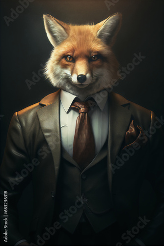 portrait of a clever and successful business fox businessman