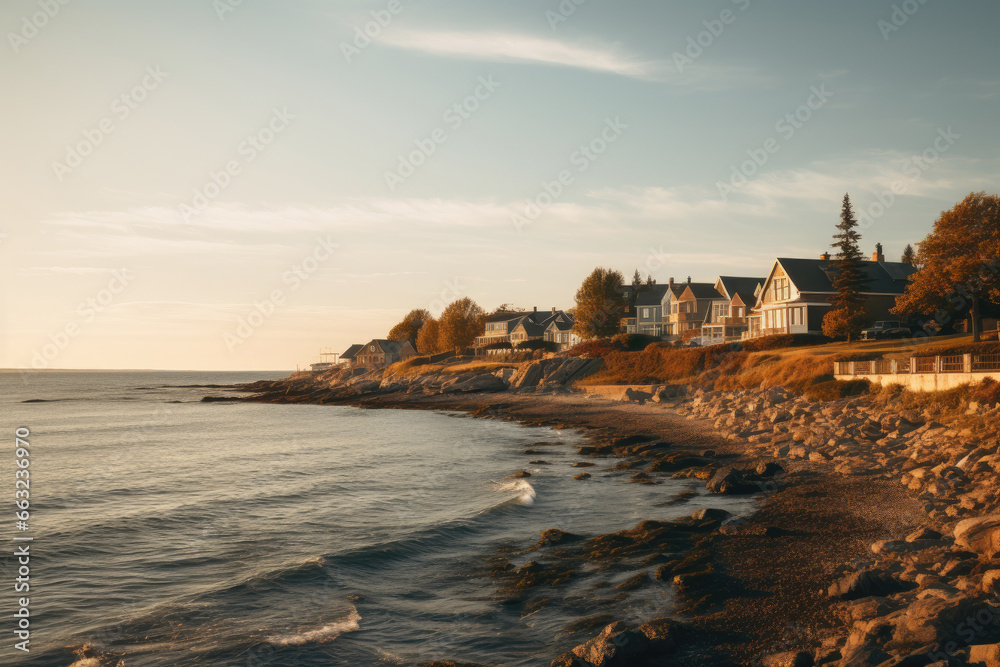 Warm Hues of Dusk in the Seaside Hamlet