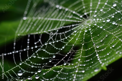 Nature's Jewels: Dewy Spiderweb Close-Up