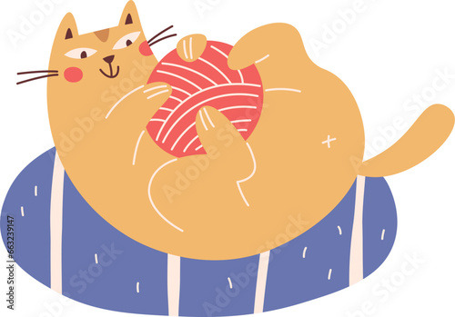 Cat Playing With Yarn