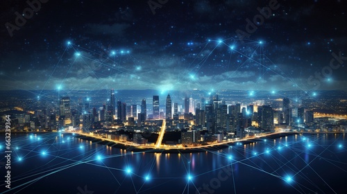 Smart city big data connected with modern technology concept. AI generated image