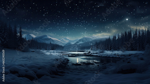 Starry winter night sky with constellations overhead © javier
