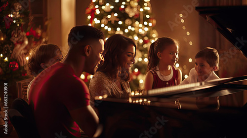 Caroling Harmony: Family Singing Around Piano