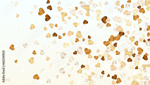 Realistic Background with Confetti of Hearts Glitter Particles. St. Valentine Day. Celebration pattern. Light Spots. Explosion of Confetti. Glitter Vector Illustration. Design for Banner.