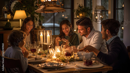 Elegant family dinner by candlelight
