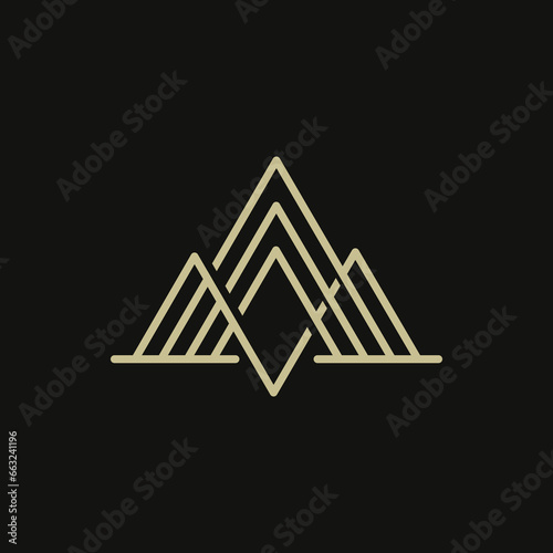 The vector is a monogram of the letter A and M. Outline Classic.