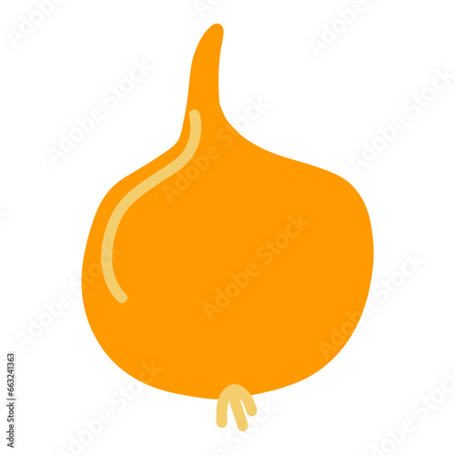 Doodle onion. A simple hand drawn onion. Vegetables and ingredients. Plant foods and flavanoids. Stock vector illustration isolated on a white background.