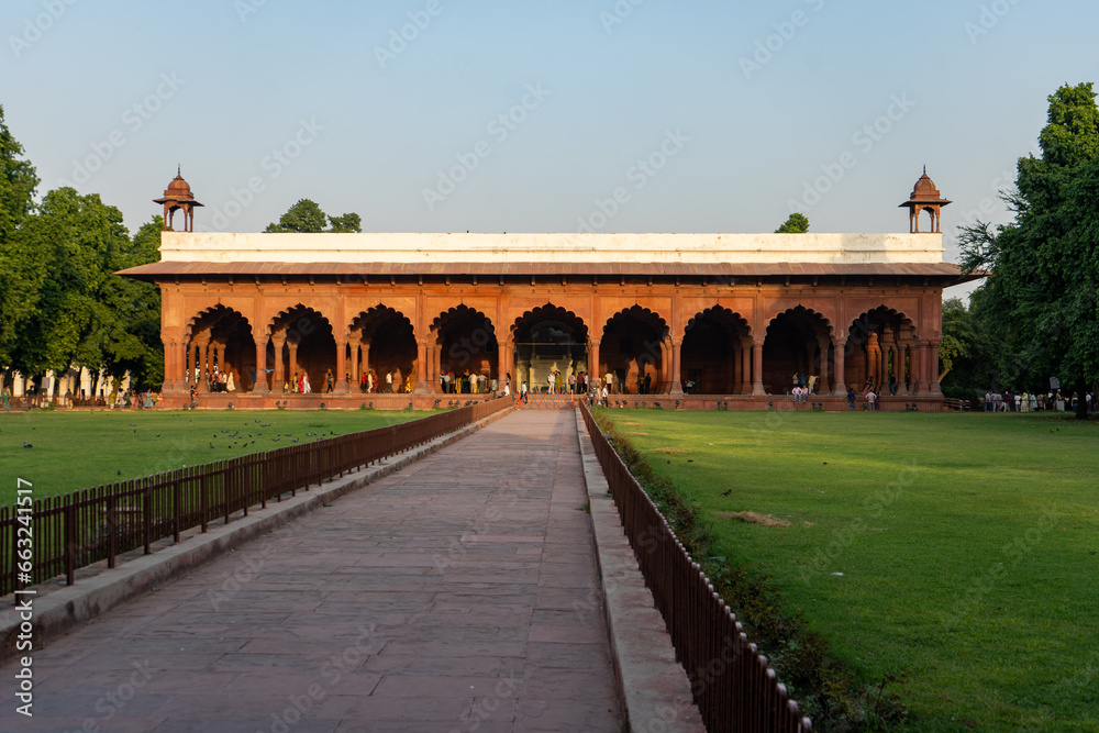 old red sand building in a historical place of Delhi