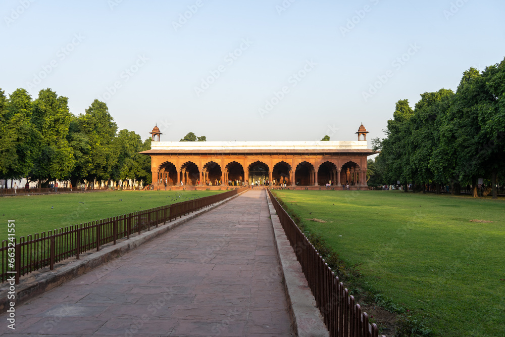 old red sand building in a historical place of Delhi
