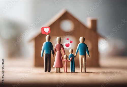 Home and Happiness: Wooden Figurines in Love at Home Sweet Home Dreaming of Home
