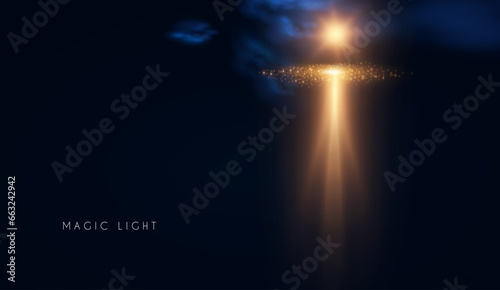 Magic and mystery light effect. Sacred isoteric glow. Cosmos, star and space transparent design.