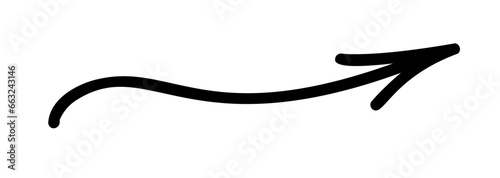 Curved long arrow. Hand drawn PNG arrow shape element isolated.