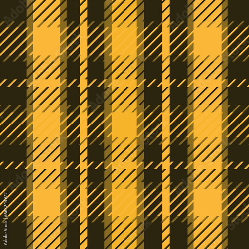 Checkered autumn plaid gingham twill tartan seamless pattern in yellow , mustard and dark brown. For Fabric, textile and texture