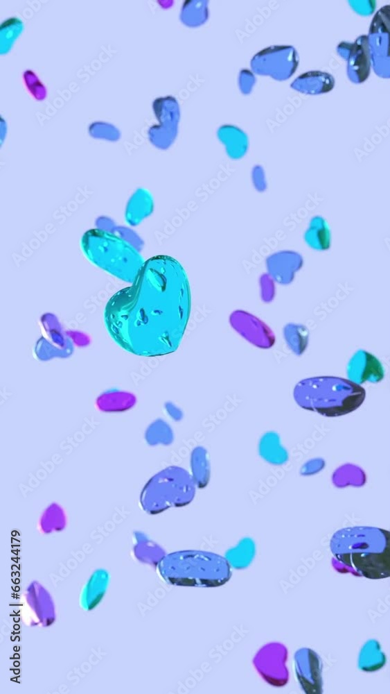 flying glass hearts, seamless looping flying glass hearts, seamless looping