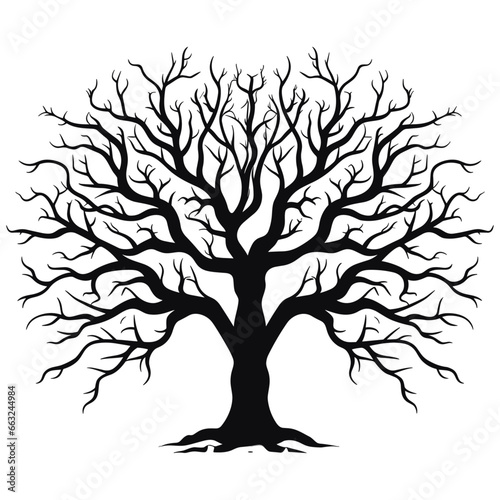 Tree silhouette vector illustration, Generative Ai
