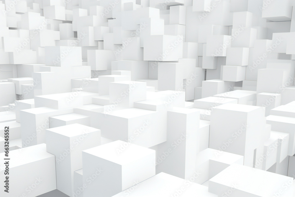 Geometric abstract background with white cubes in perspective Geometric abstract background with white cubes in perspective