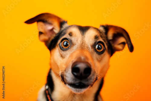 cool, funny, happy dog portrait in front of colorful background © epiximages
