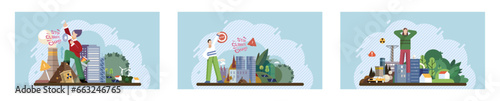 Climate change. Save the planet. Vector illustration On World Environment Day, lets commit to making greener choices Environmental protection is key to mitigating impacts global warming By addressing