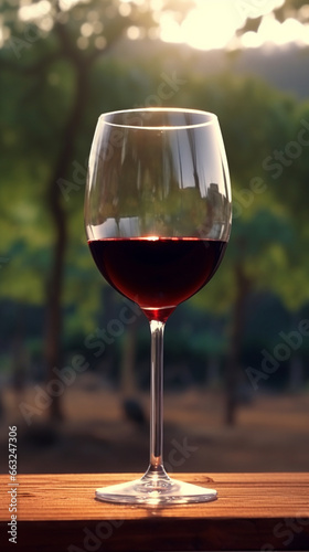ブドウ畑とワイングラス