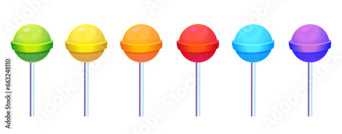 set of multi-colored round lollipops photo