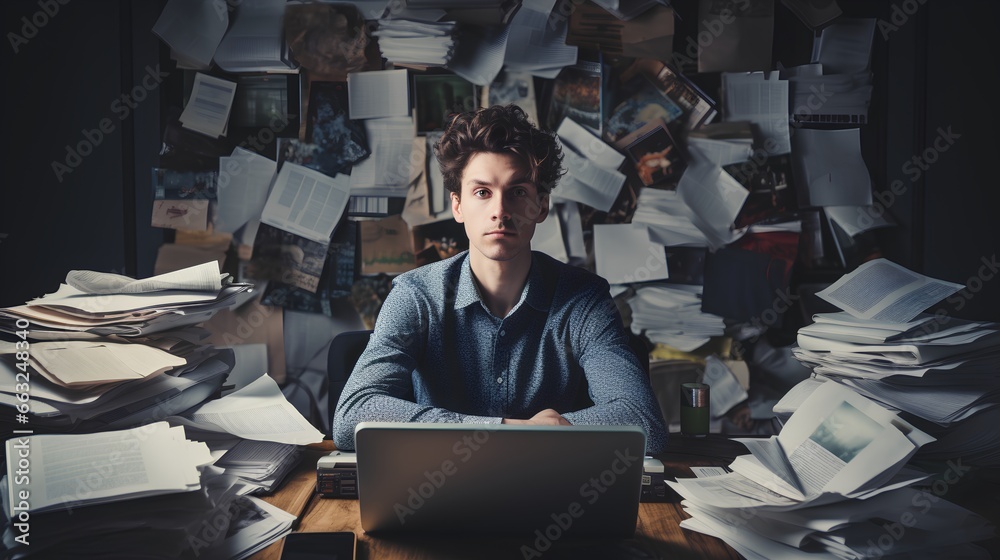 Overemployed and overworked employee struggling to poor time management ...