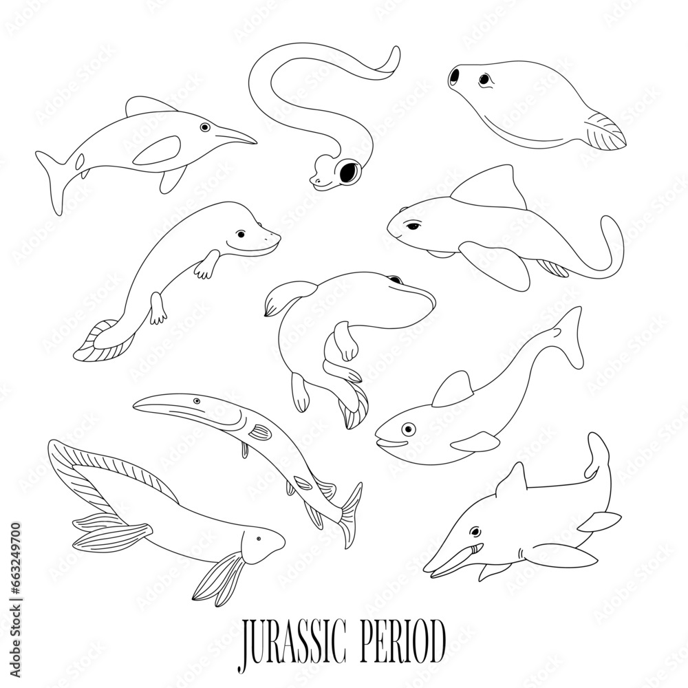 Fototapeta premium Jurassic period Dinosaurs Prehistoric period Sea creatures